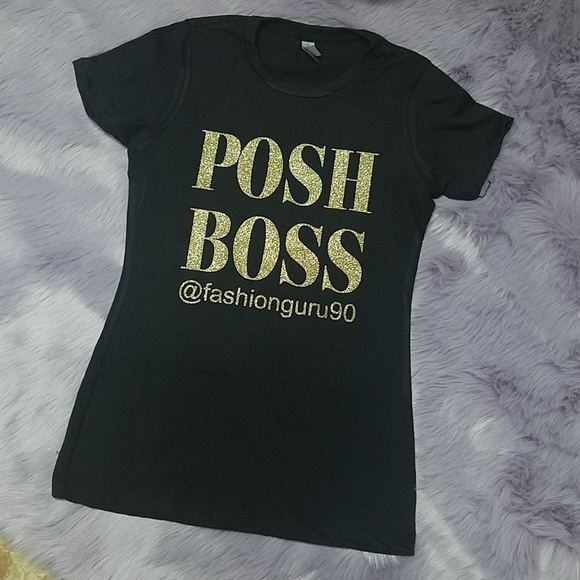 Posh Boss Red or Gold Glitter Women's T-Shirt NWT - Picture 4 of 5